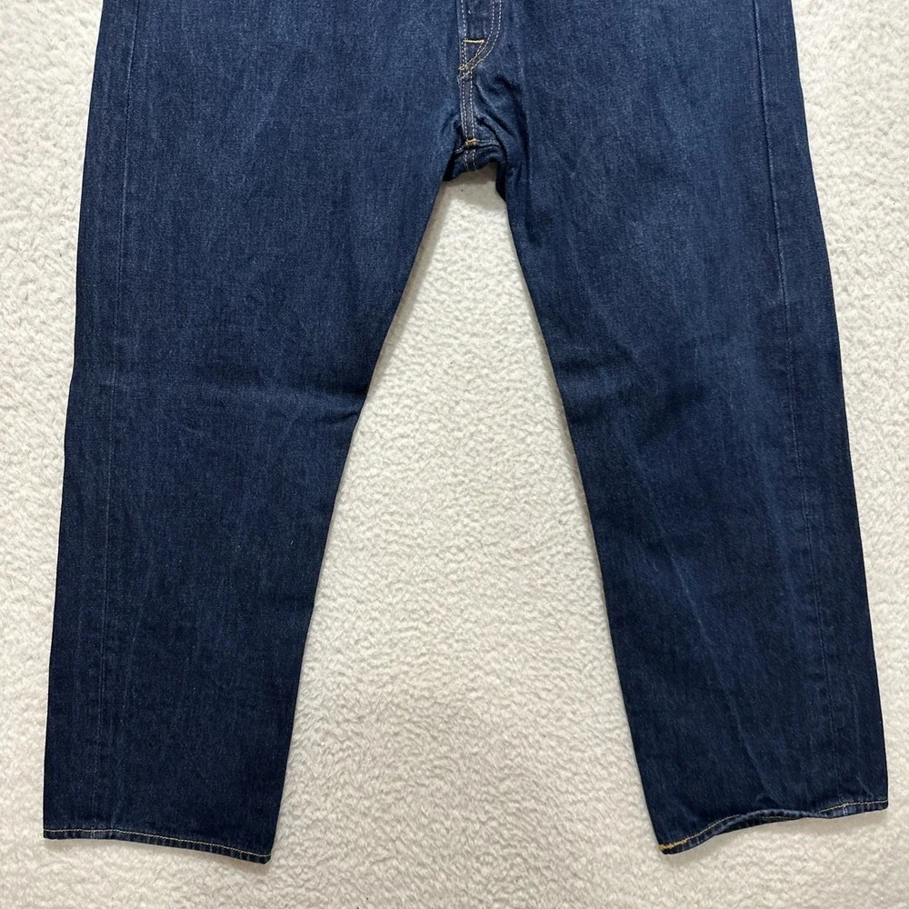 Levis 501 Mens Button Fly‎ Straight Leg Blue Dark Wash Denim Jeans Size 40